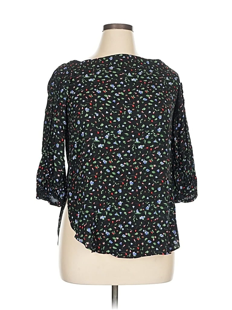 Pre-owned Club Monaco 3/4 Sleeve T-shirt In Black