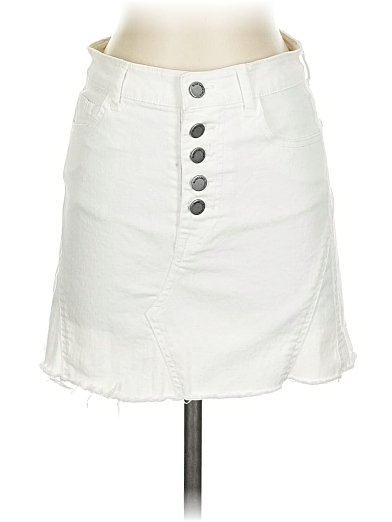 Pre-owned Black Label By C'est Toi Denim Skirt In White