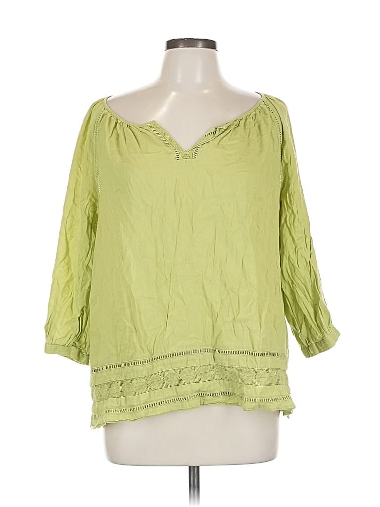 Pre-owned Jjill 3/4 Sleeve Blouse In Green