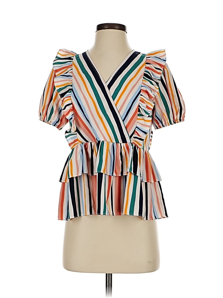 Pre-owned Joy Joy Short Sleeve Blouse In Orange