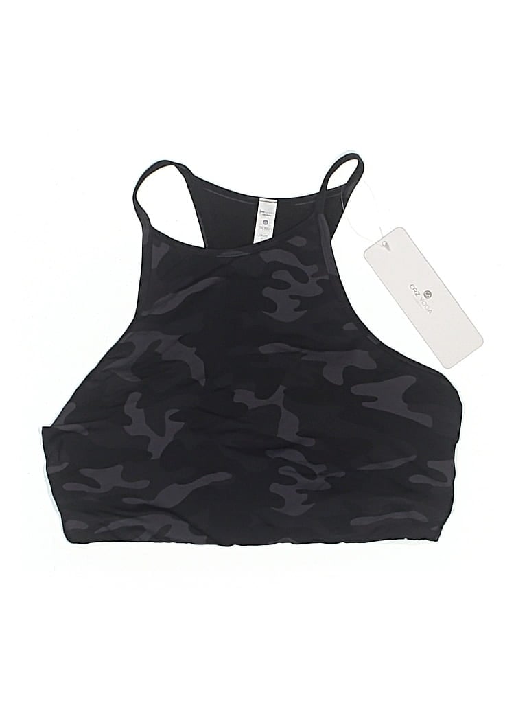 Crz Yoga Swimsuit Top Black Camo Pattern Swimwear In Black