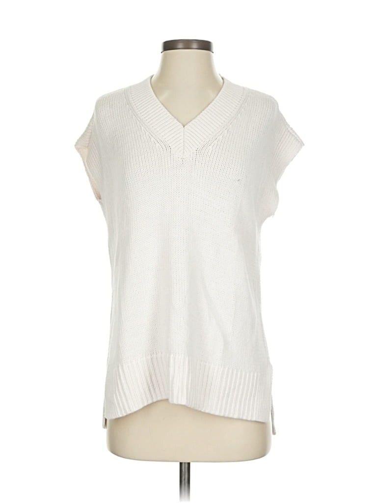 Pre-owned Ann Taylor Loft Sweater Vest In White
