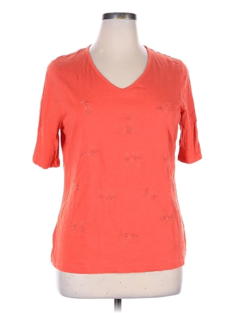Pre-owned Talbots Outlet Short Sleeve Top Orange V Neck Tops