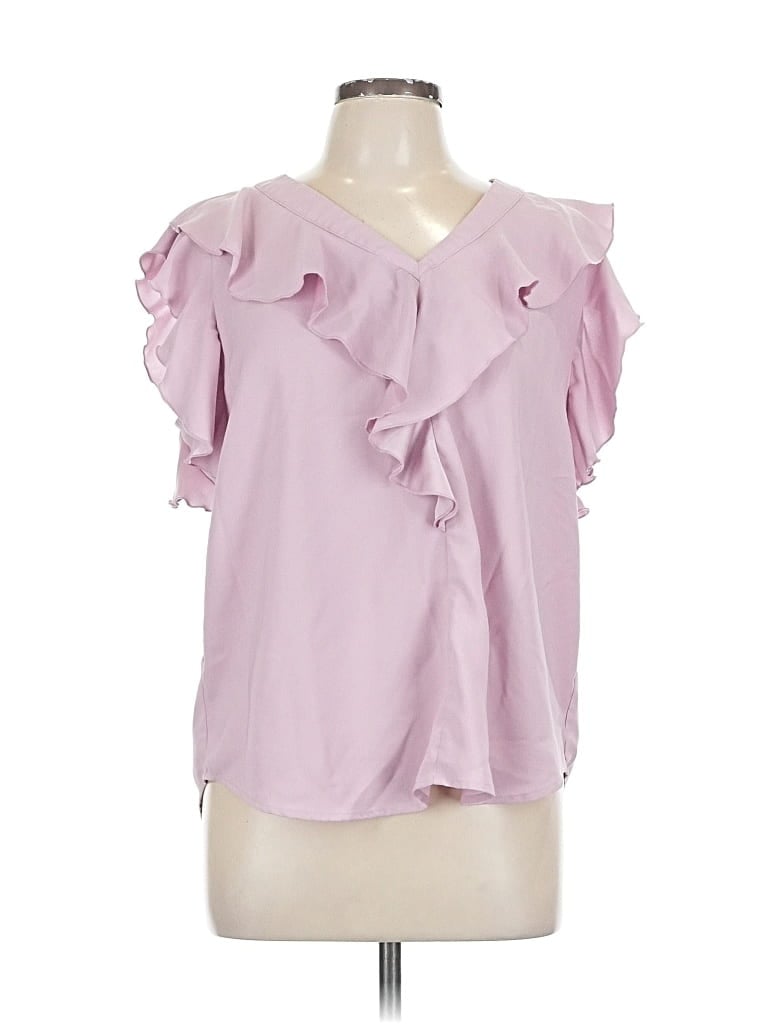 Pre-owned Ann Taylor Short Sleeve Blouse In Pink
