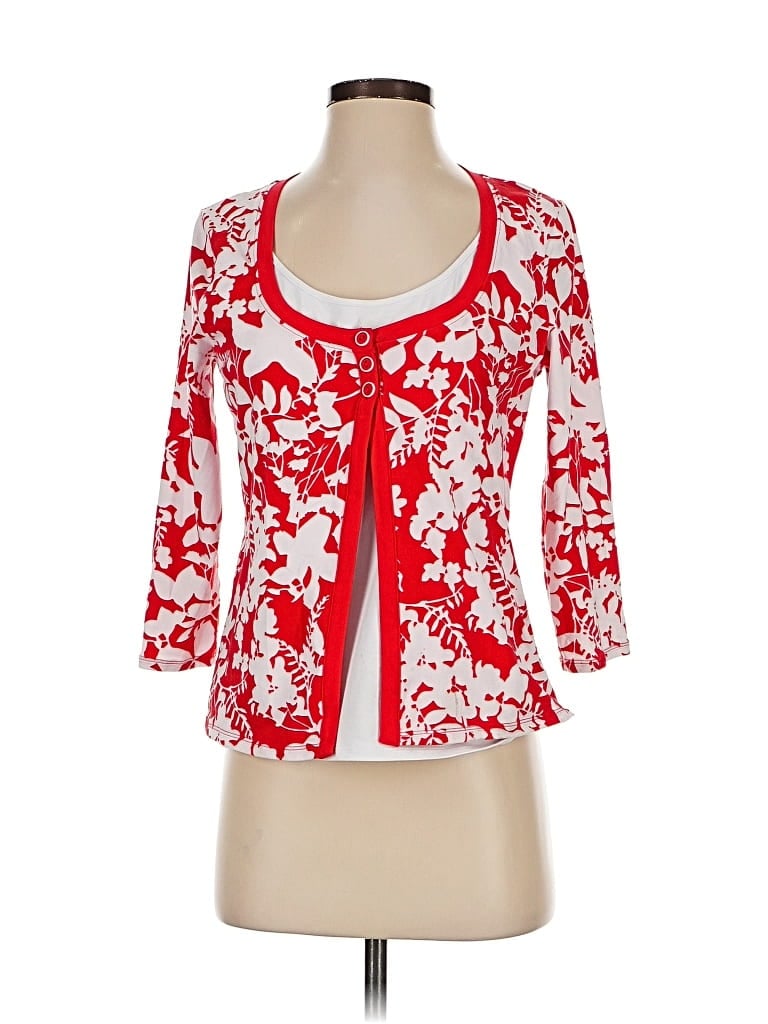 Pre-owned Jones New York Signature 3/4 Sleeve Blouse In Red