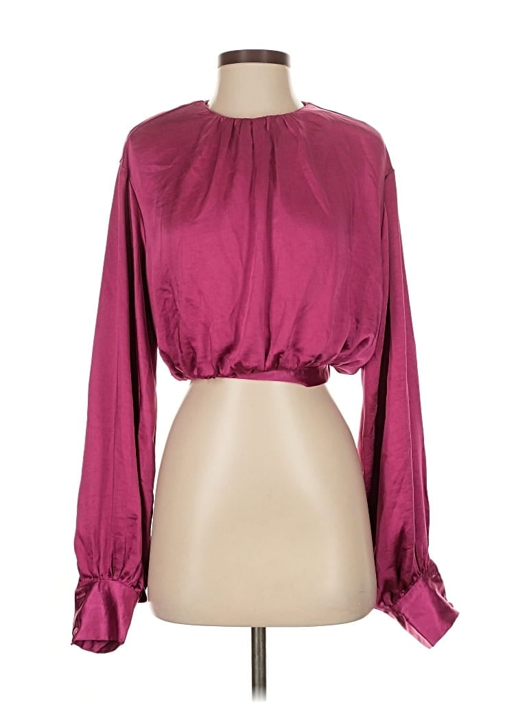 Pre-owned Nasty Gal Inc. Long Sleeve Blouse In Burgundy