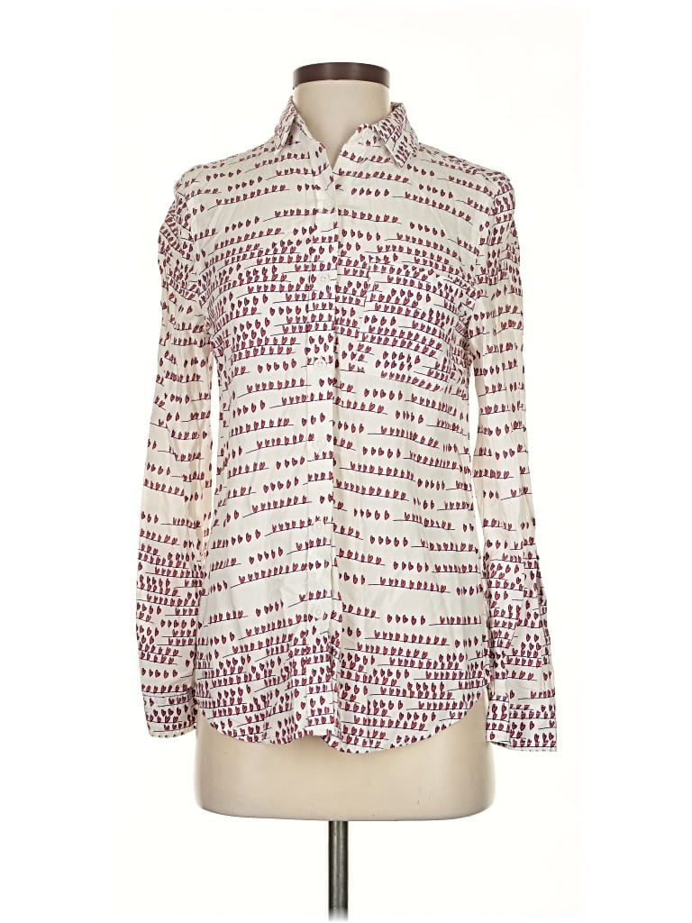Pre-owned Beachlunchlounge Long Sleeve Blouse In Burgundy
