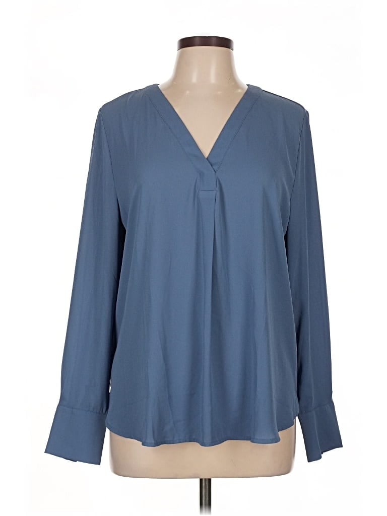 Pre-owned Ann Taylor Long Sleeve Blouse In Blue