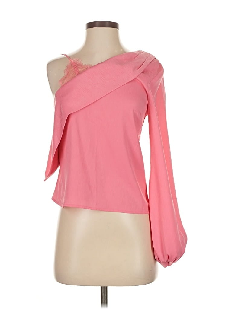Pre-owned Nbd Long Sleeve Blouse In Pink