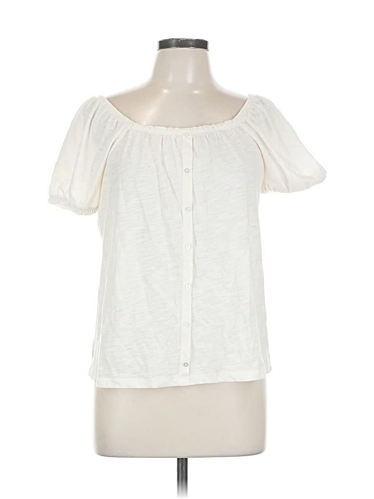 Pre-owned So Short Sleeve Blouse In White