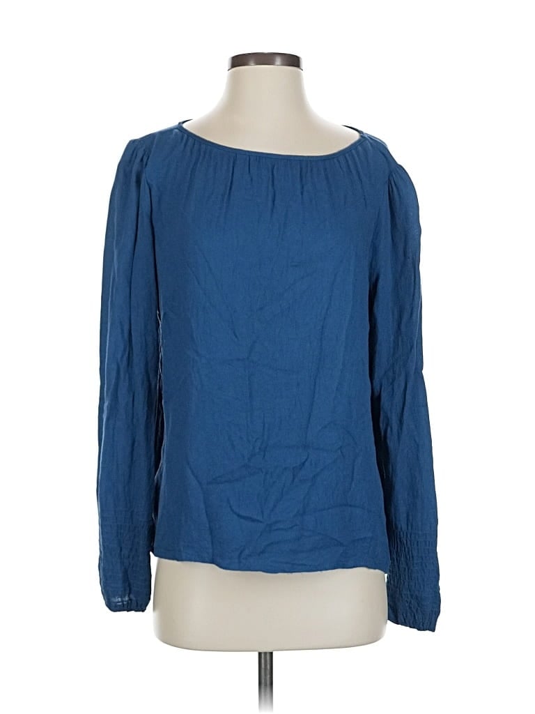 Pre-owned Ella Moss Long Sleeve Blouse In Blue