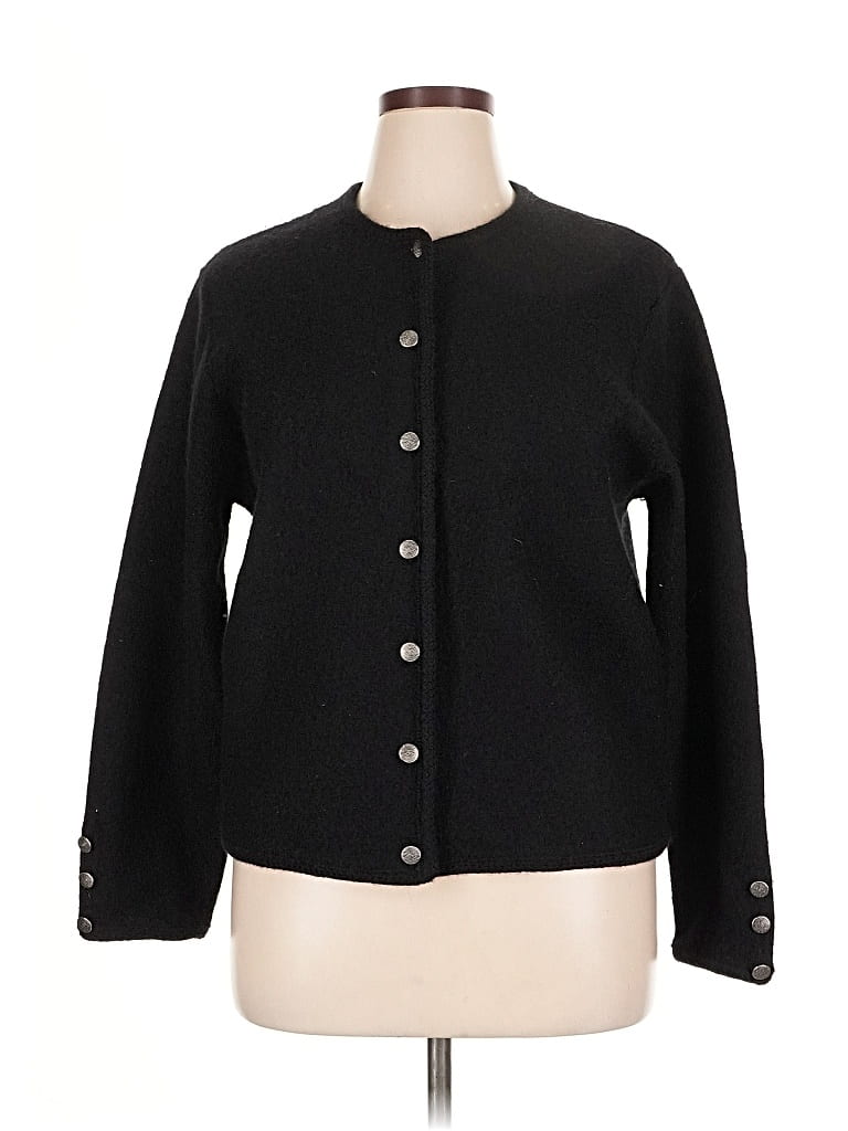 Pre-owned Karen Scott Cardigan Sweater In Black