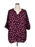 Ellos 100% Rayon Hearts Red 3/4 Sleeve Blouse Size 28 waist - photo 1