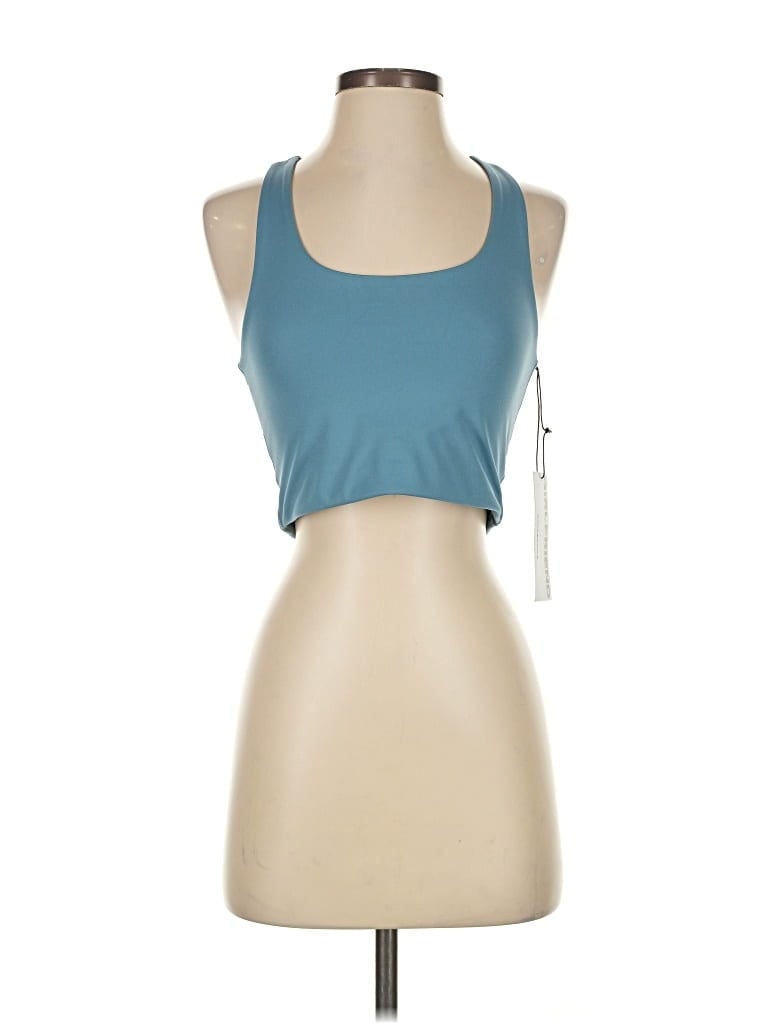 Girlfriend Collective Tank Top Teal Halter Neckline Tops In Blue