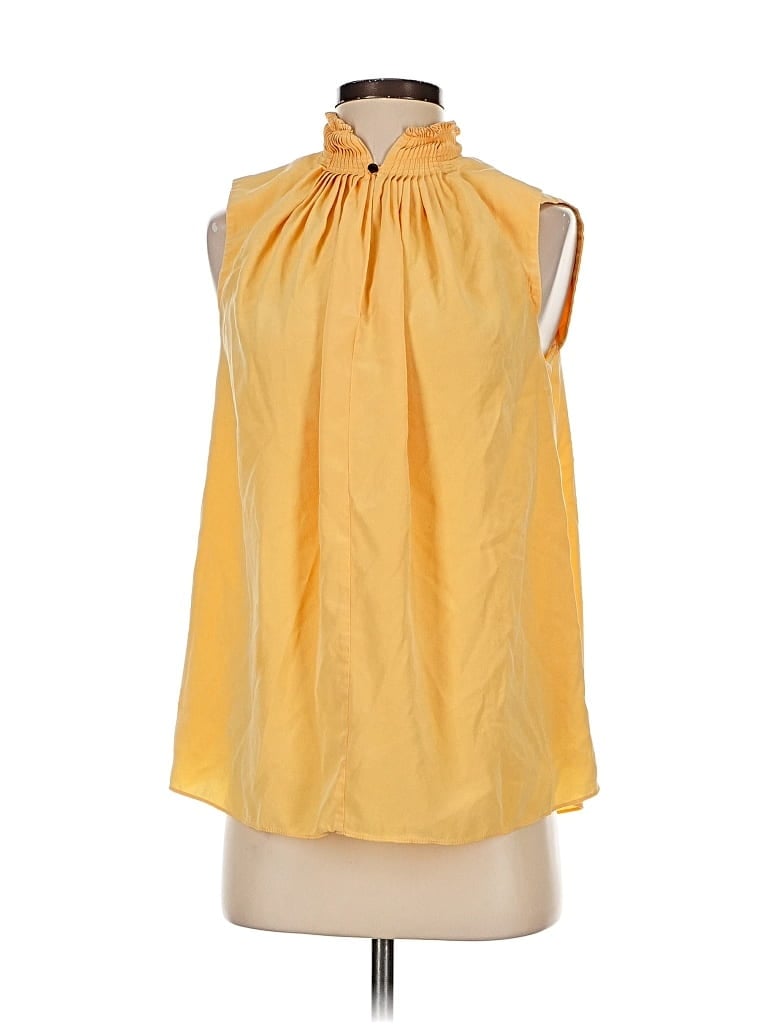 Pre-owned Tibi Sleeveless Silk Top Yellow Halter Neckline Tops