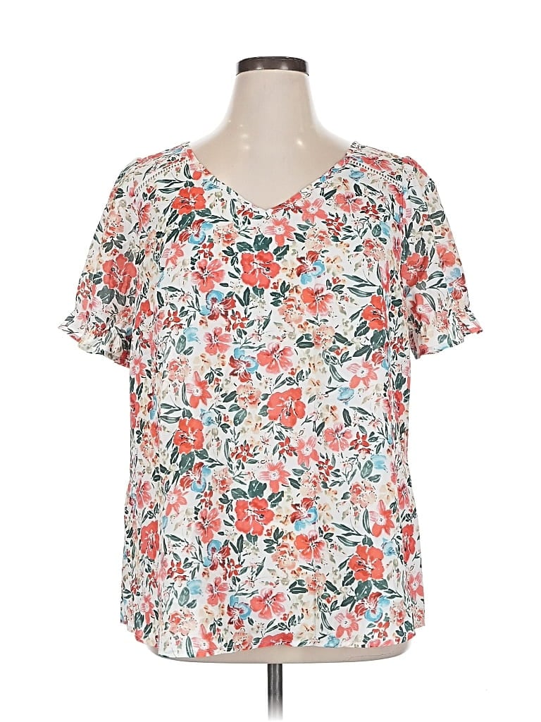 Pre-owned Assorted Brands Short Sleeve Blouse In White