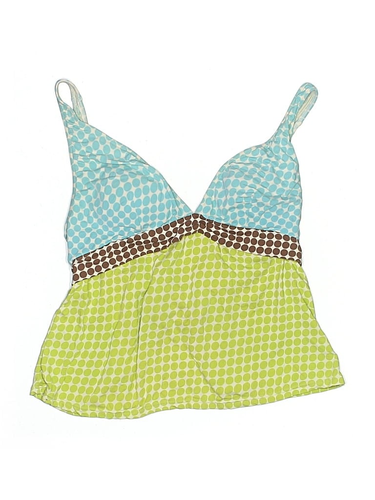 Pre-owned La Blanca Swimsuit Top Green Tweed Pattern Swimwear