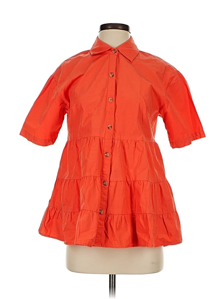 Pre-owned Porridge Short Sleeve Blouse In Orange