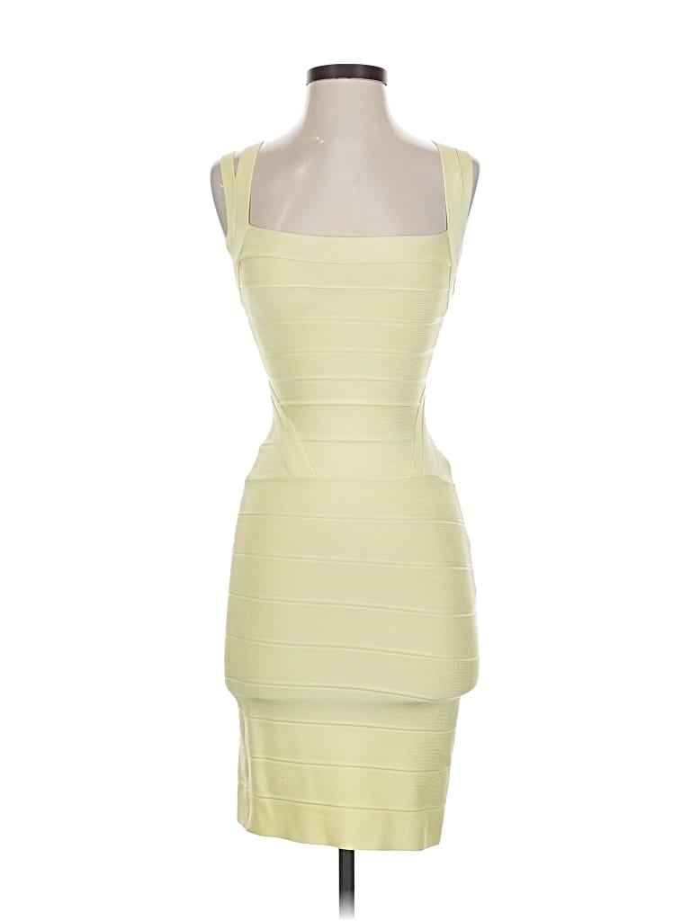 Pre-owned Herve Leger Cocktail Dress In Yellow