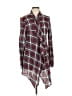 E2 Clothing Plaid Burgundy Long Sleeve Blouse Size L - photo 1