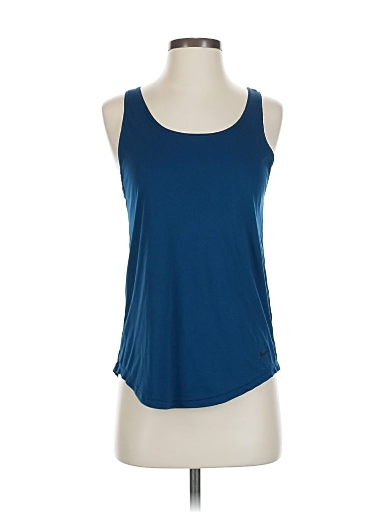 Pre-owned Nike Tank Top Teal Halter Neckline Tops In Blue