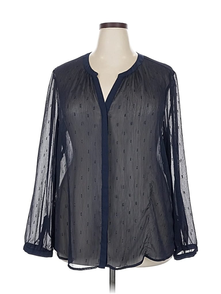 Pre-owned Gap Outlet Long Sleeve Blouse In Blue