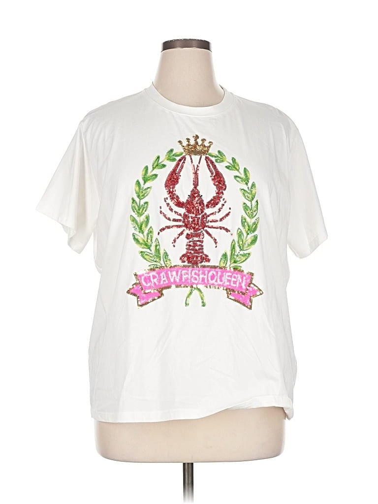 Pre-owned Queen Of Sparkles Short Sleeve T-shirt In White