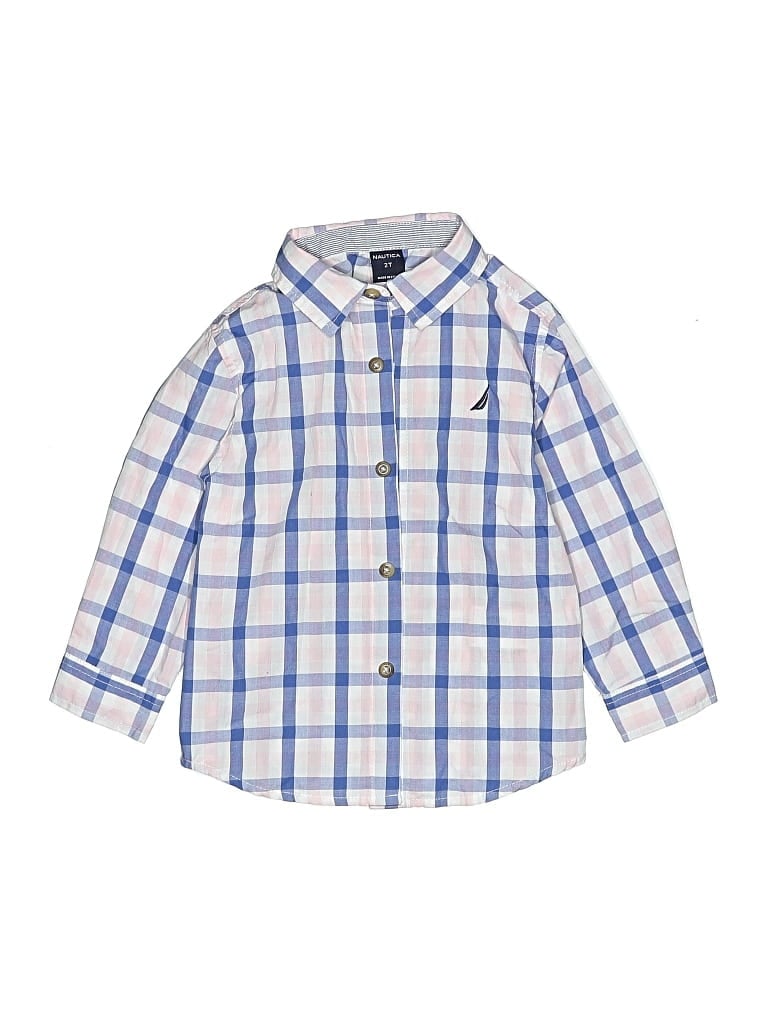 Pre-owned Nautica Kids' Long Sleeve Button Down Shirt In Blue