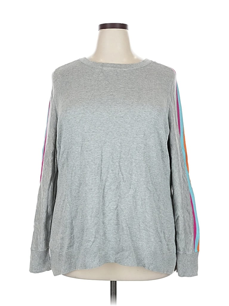 Pre-owned Belle By Kim Gravel Pullover Sweater In Gray