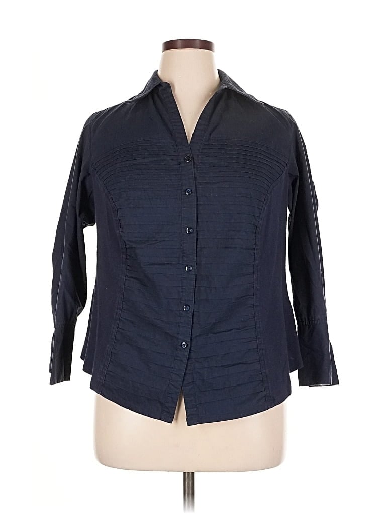 Pre-owned Cj Banks 3/4 Sleeve Button Down Shirt In Blue