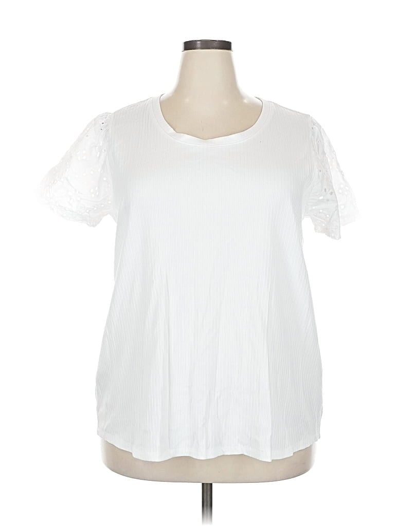 Pre-owned Lane Bryant Short Sleeve Top White Sweetheart Neckline Tops