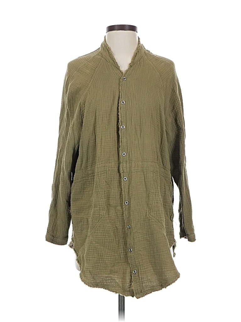 Pre-owned Flawless 3/4 Sleeve Button Down Shirt In Green