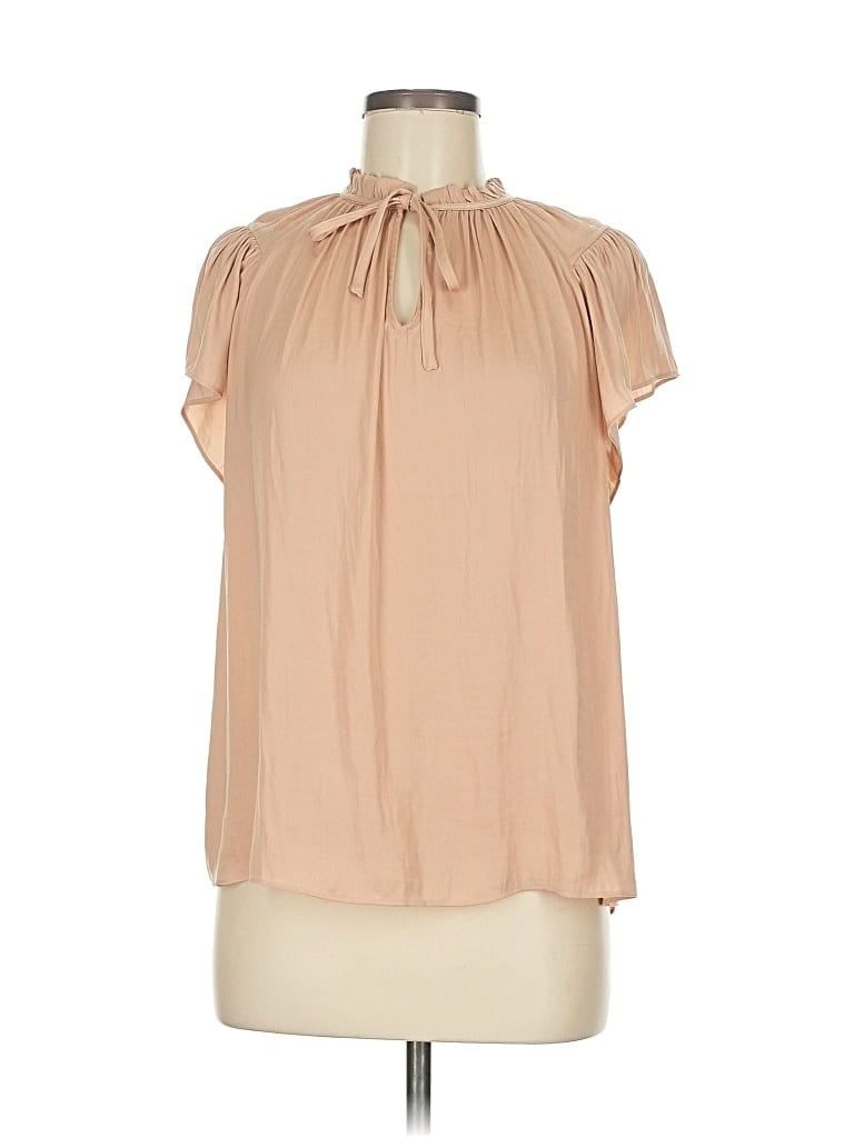 Pre-owned Maison D' Amelie Tank Top Tan Tie Neck Tops In Brown