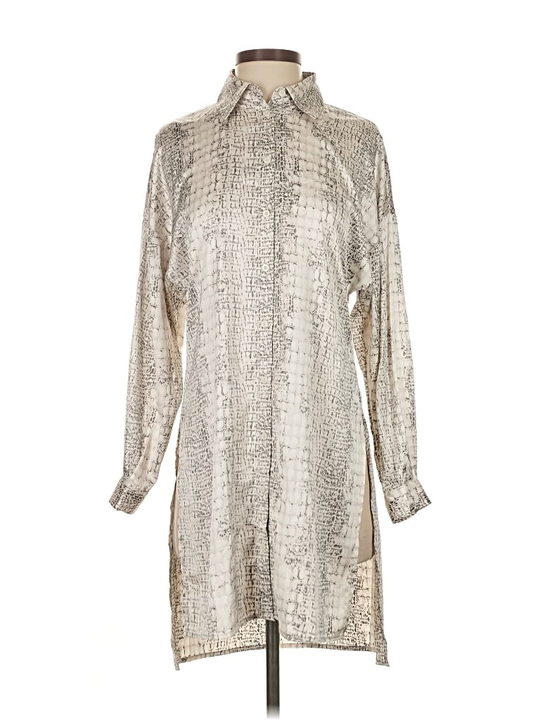 Pre-owned Black Tape_ Long Sleeve Button Down Shirt In Silver