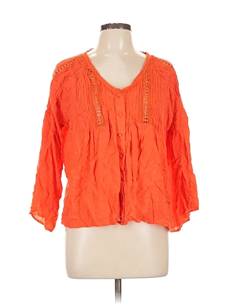 Pre-owned Miss Me 3/4 Sleeve Blouse In Orange