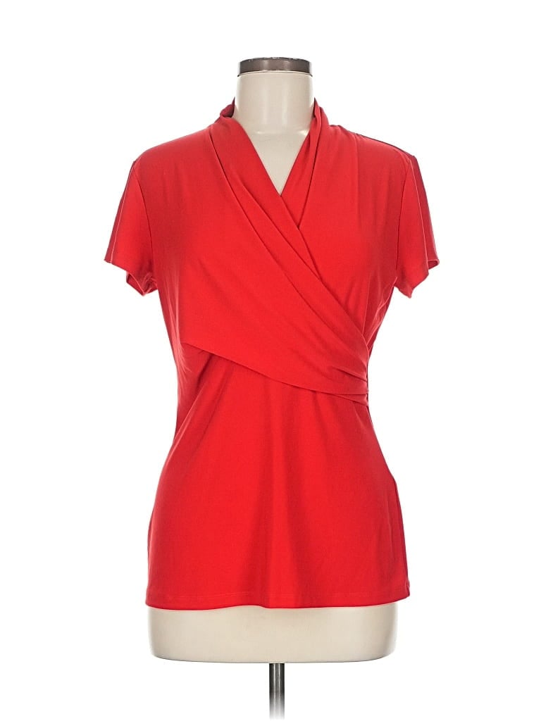 Pre-owned Dkny Short Sleeve Blouse In Red