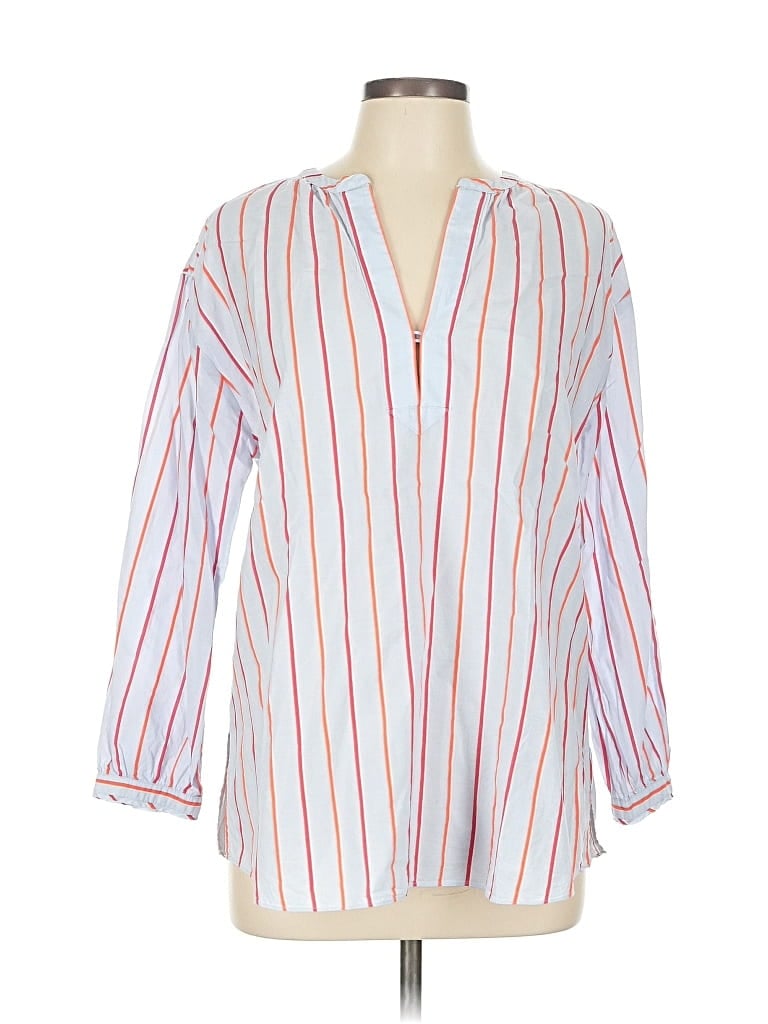 Pre-owned Nordstrom Signature 3/4 Sleeve Button Down Shirt In White