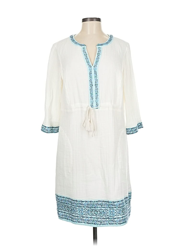 Pre-owned Jjill Casual Dress In White
