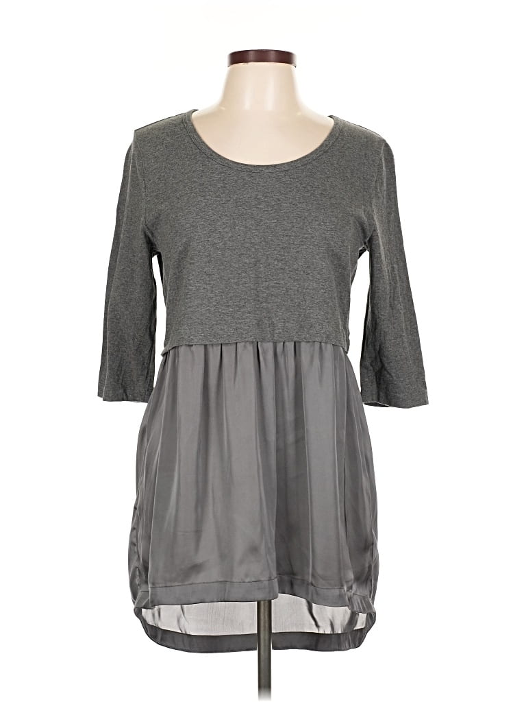 Pre-owned Soft Surroundings 3/4 Sleeve Top Gray Sweetheart Neckline Tops