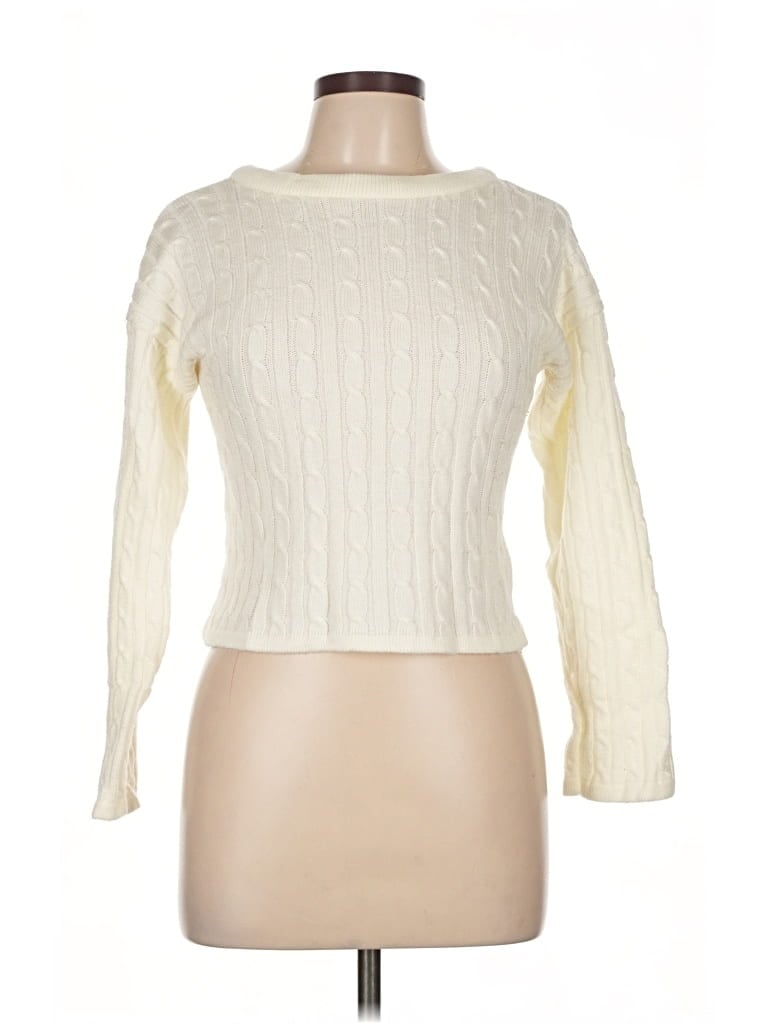 Pre-owned Femme Luxe Pullover Sweater In White