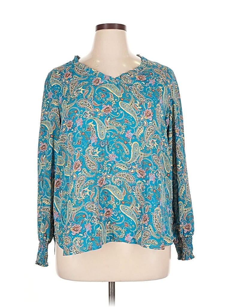 Pre-owned Counterparts Long Sleeve Blouse In Blue