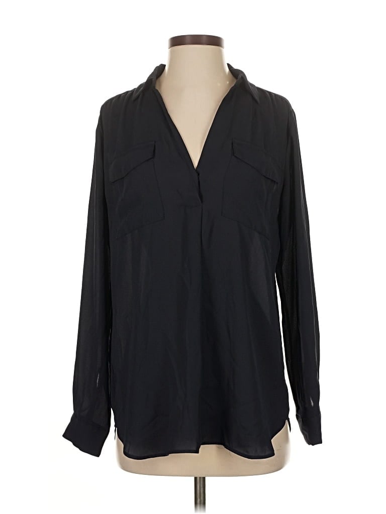 Pre-owned Ann Taylor Long Sleeve Blouse In Black