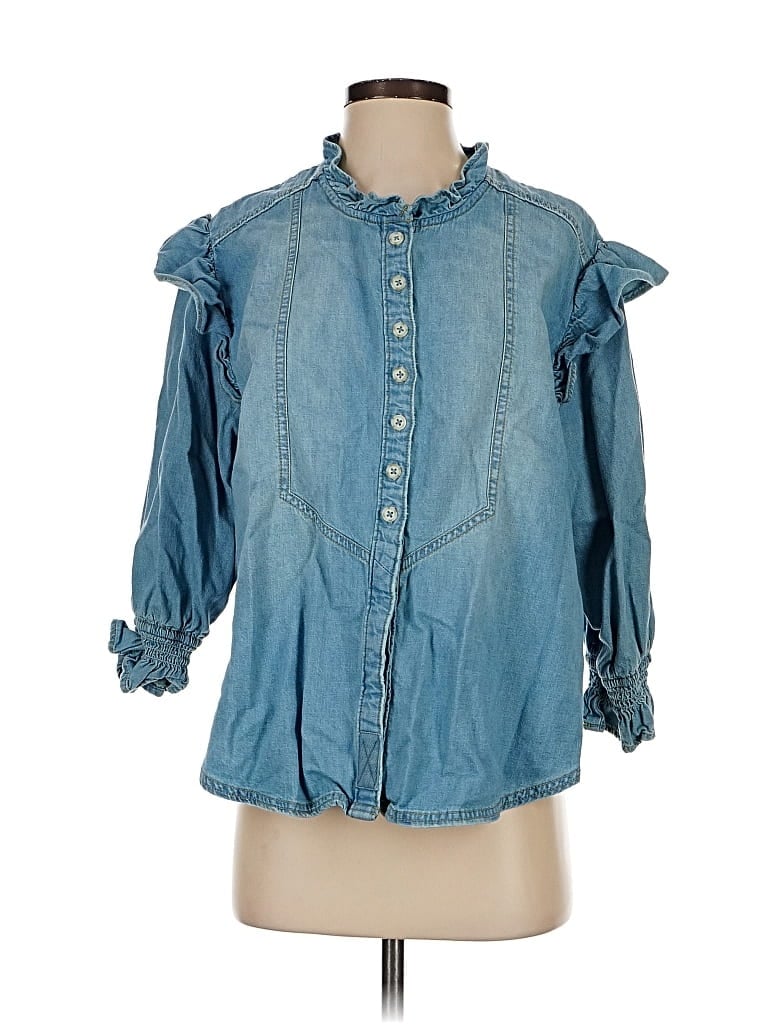 Pre-owned We The Free 3/4 Sleeve Blouse In Blue