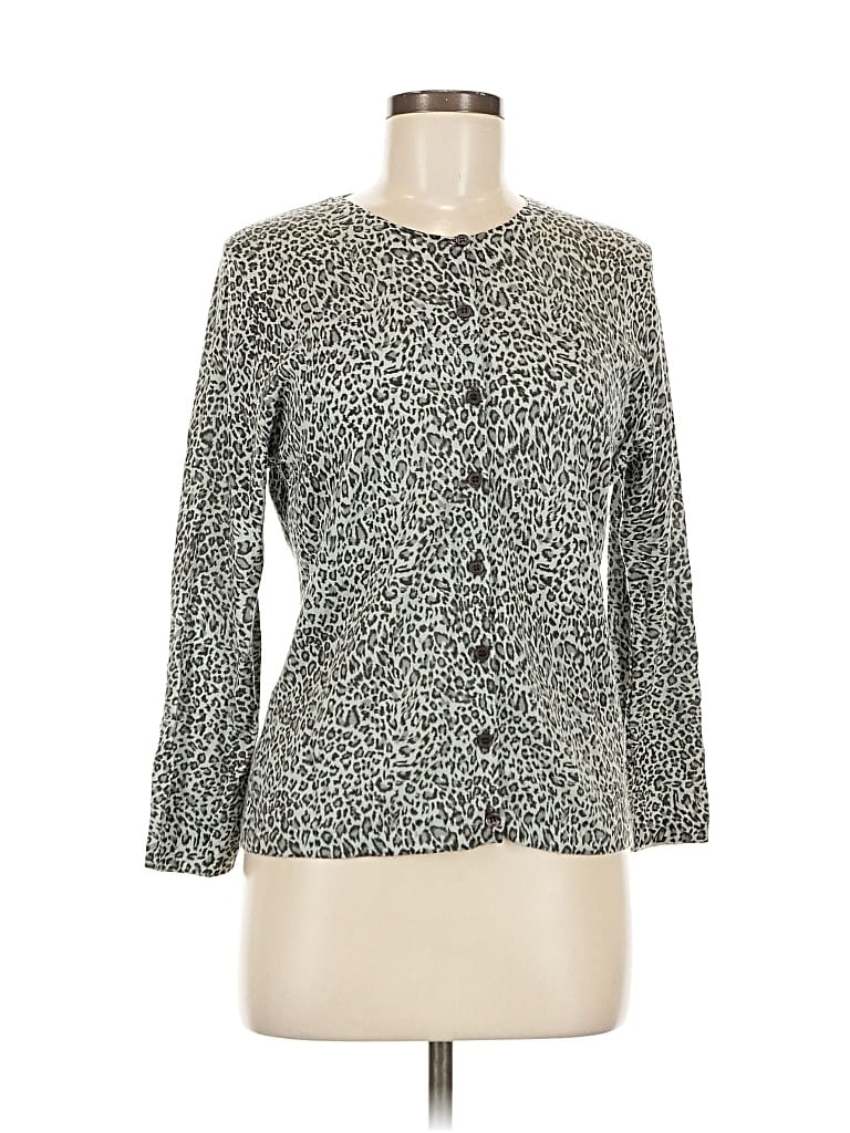 Pre-owned Garnet Hill Wool Cardigan Sweater In Gray