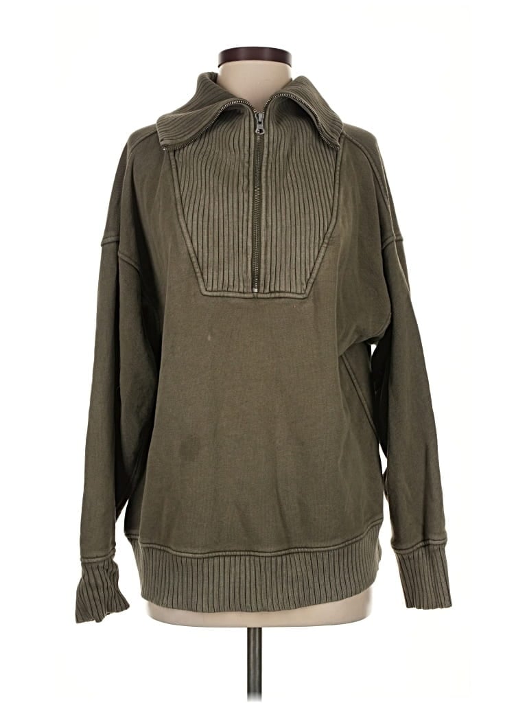 Pre-owned Aerie Zip Up Hoodie In Green