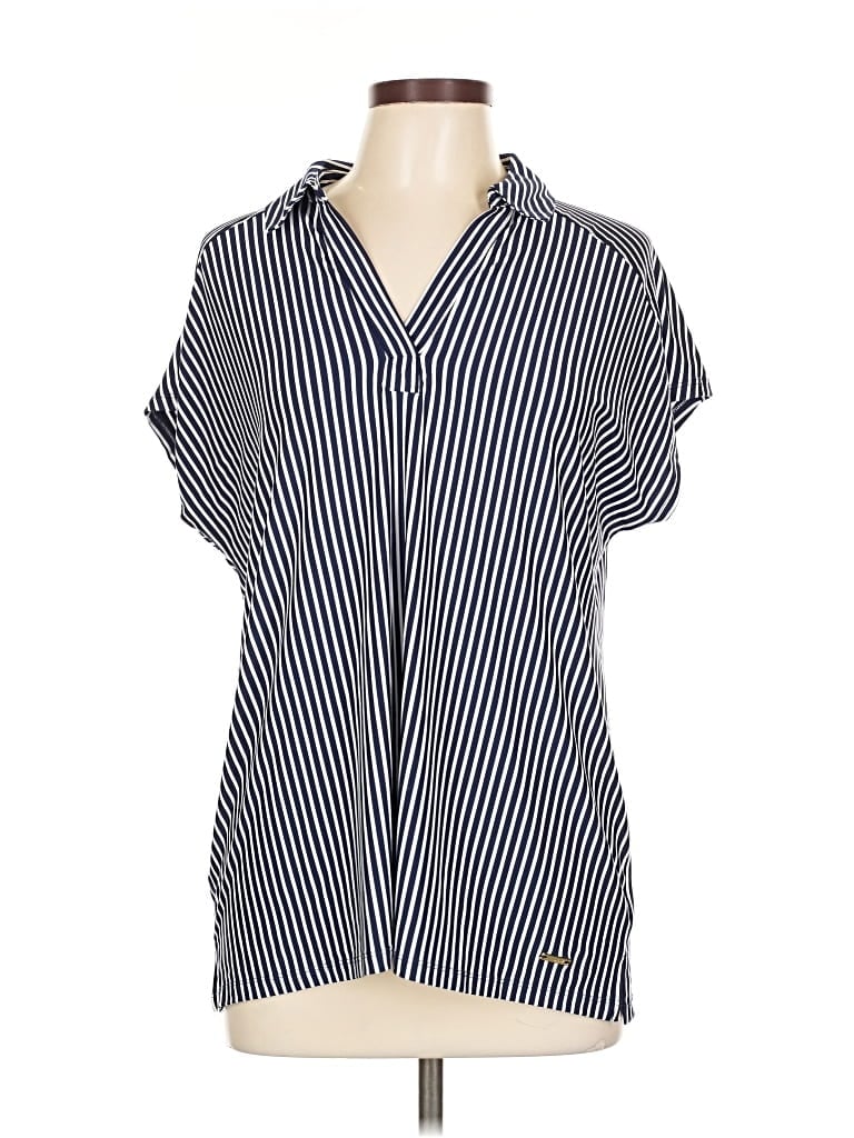 Pre-owned Jones New York Signature Short Sleeve Blouse In Black