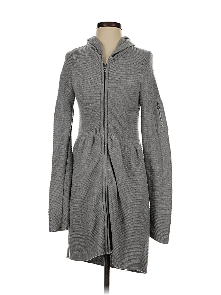 Pre-owned Athleta Wool Cardigan Sweater In Gray