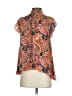 Chufy 100% Viscose Paisley Orange Short Sleeve Blouse Size XS - photo 2