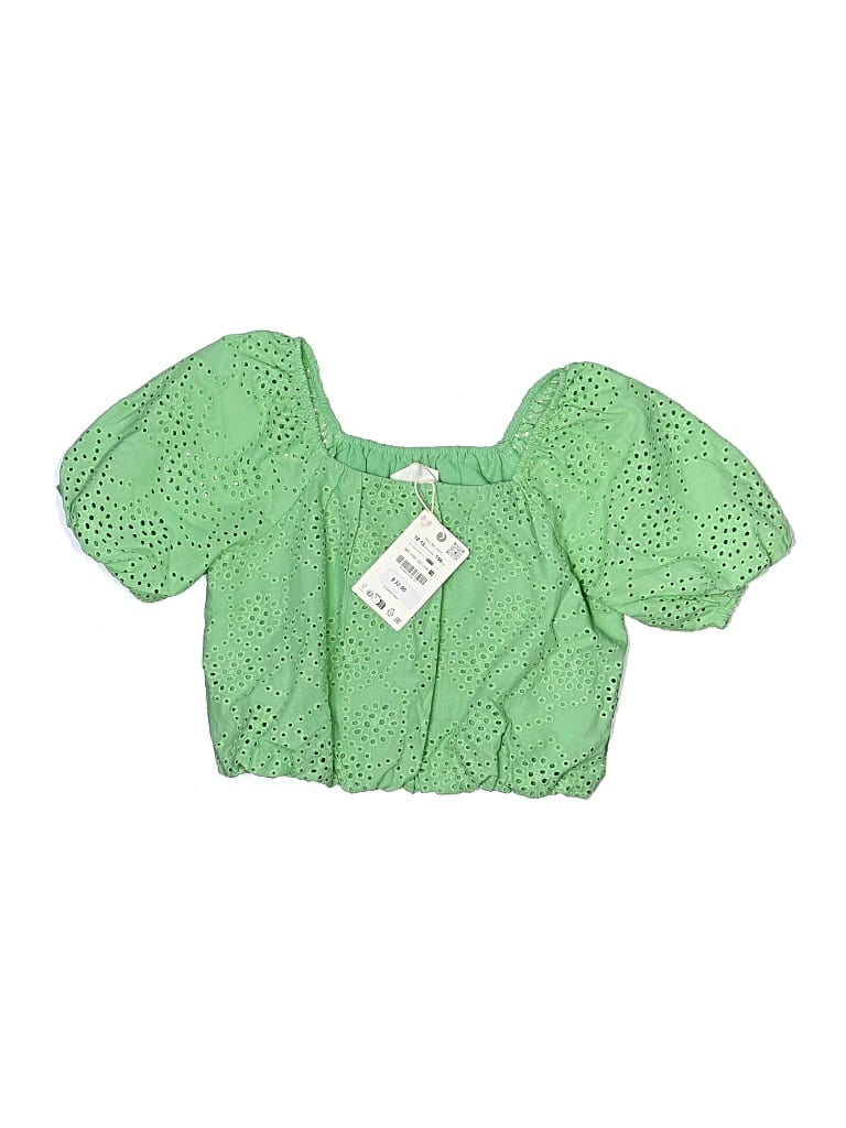 Pre-owned Zara Kids' Short Sleeve Blouse In Green