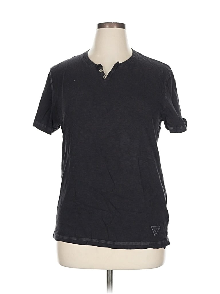 Pre-owned Guess Short Sleeve Henley Shirt In Gray